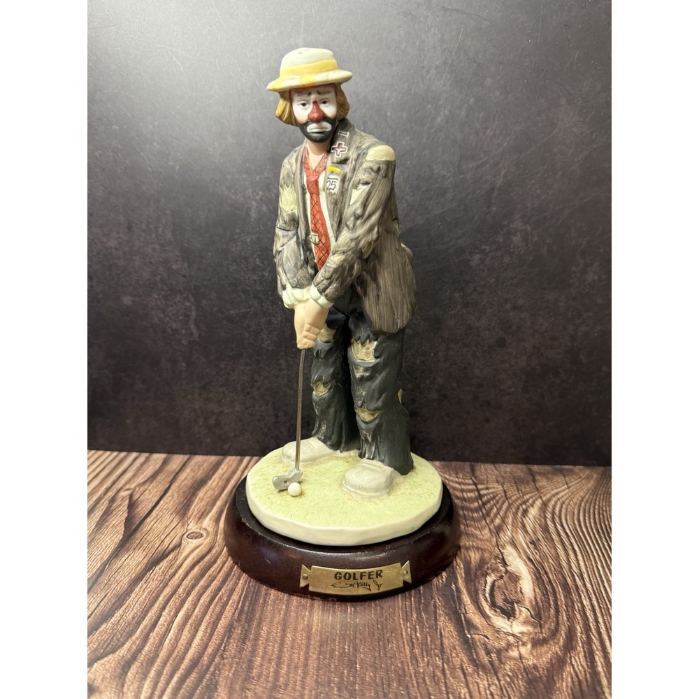 Emmett Kelly Jr Iconic Golfer Clown Flambro Sports Series Wooden Base #9591 NB